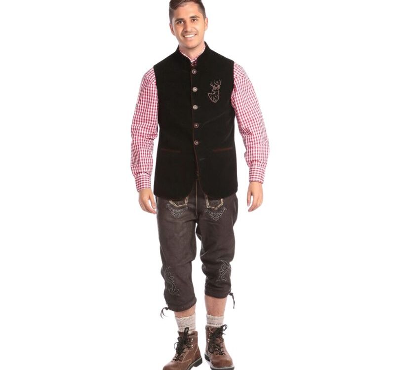 Black Wool Embroidered German Waistcoat