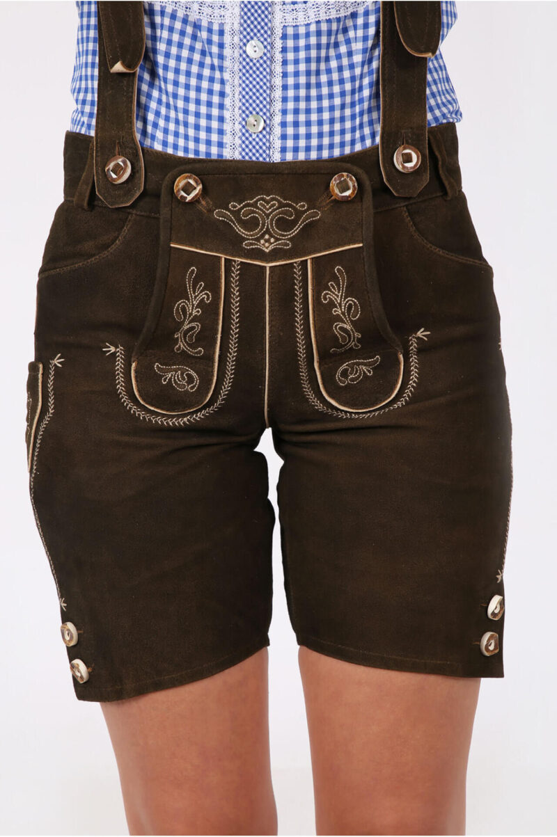 Dorfen – Dunkel-Kastanienbraune Damen-Lederhose - Image 2