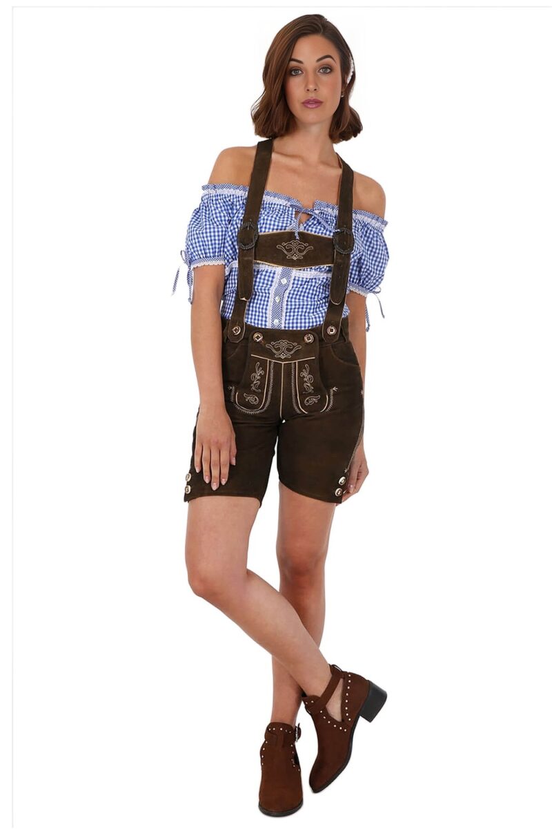 Dorfen – Dunkel-Kastanienbraune Damen-Lederhose - Image 1