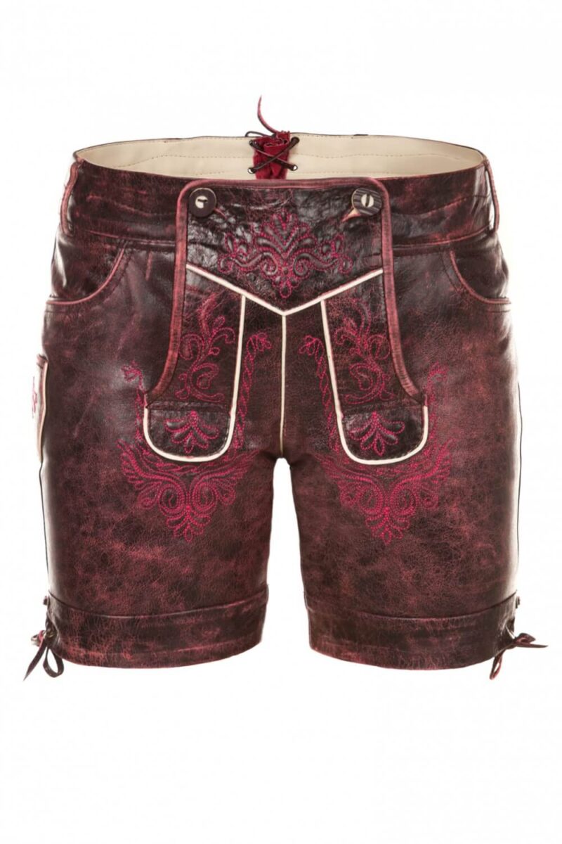 Anneliese – Damen-Lederhose in Samtbeere - Image 1