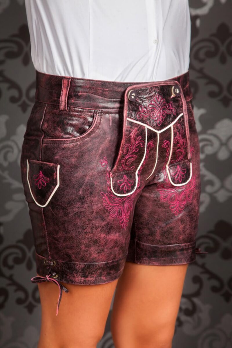 Anneliese – Damen-Lederhose in Samtbeere - Image 3