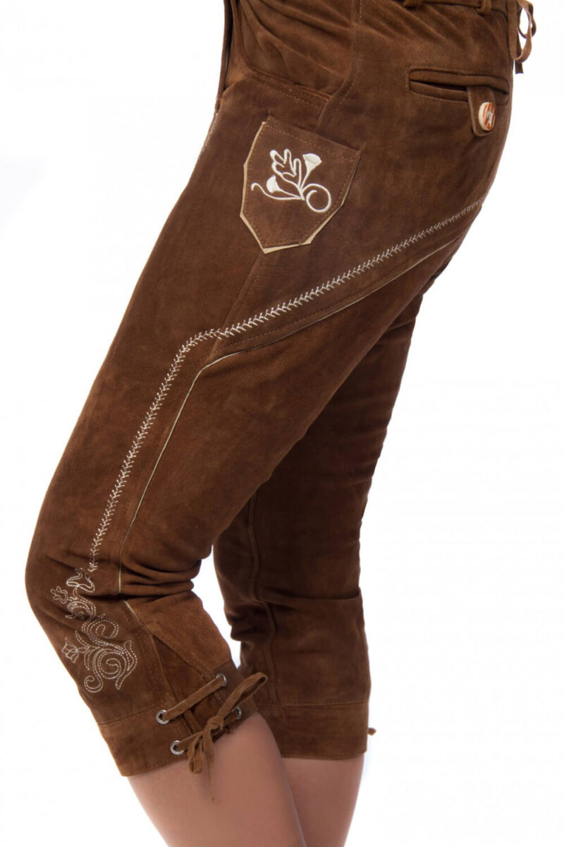 Ladies Brown Kniebund Lederhosen - Image 3