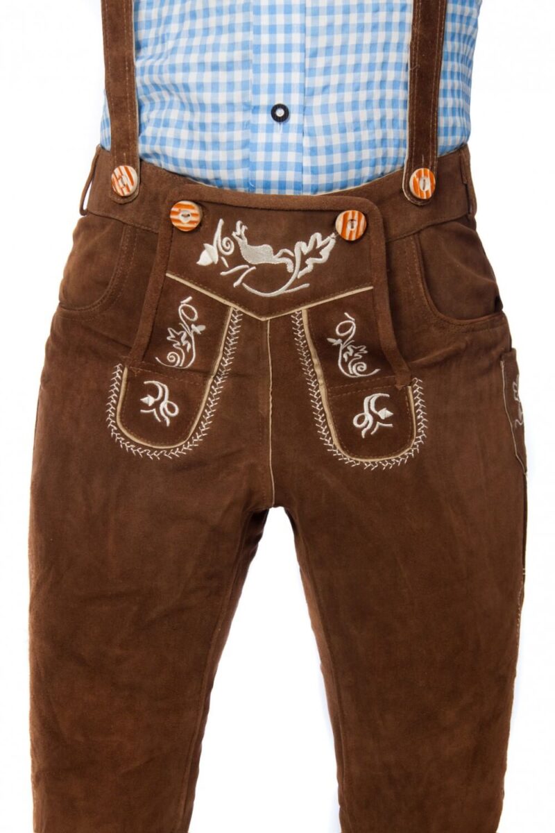 Ladies Brown Kniebund Lederhosen - Image 2