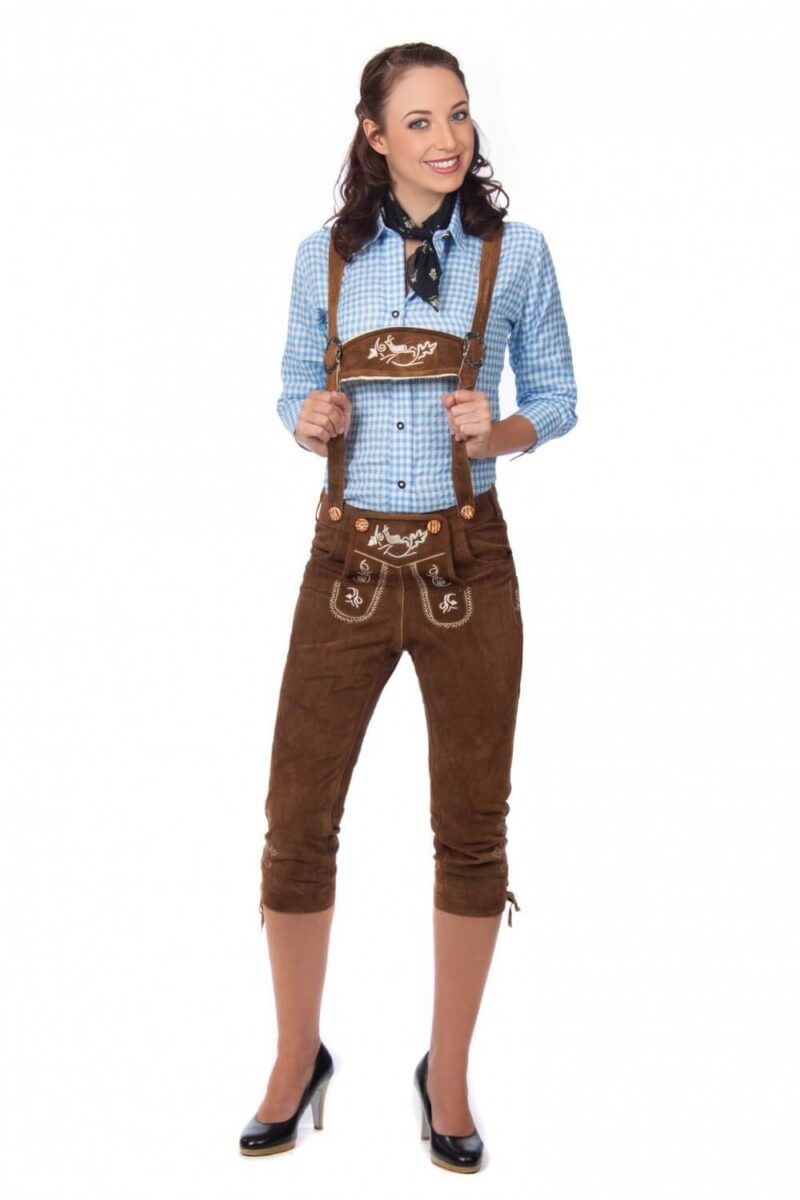 Ladies Brown Kniebund Lederhosen - Image 1