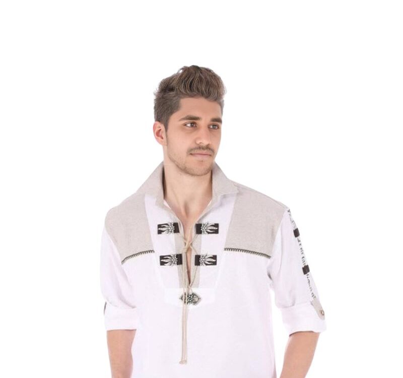 Men’s Embroidered Trachten White Shirt