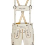 Erlangen Elfenbeinfarbene Lederhose – Cremefarbene Trachten-Shorts aus Wildleder