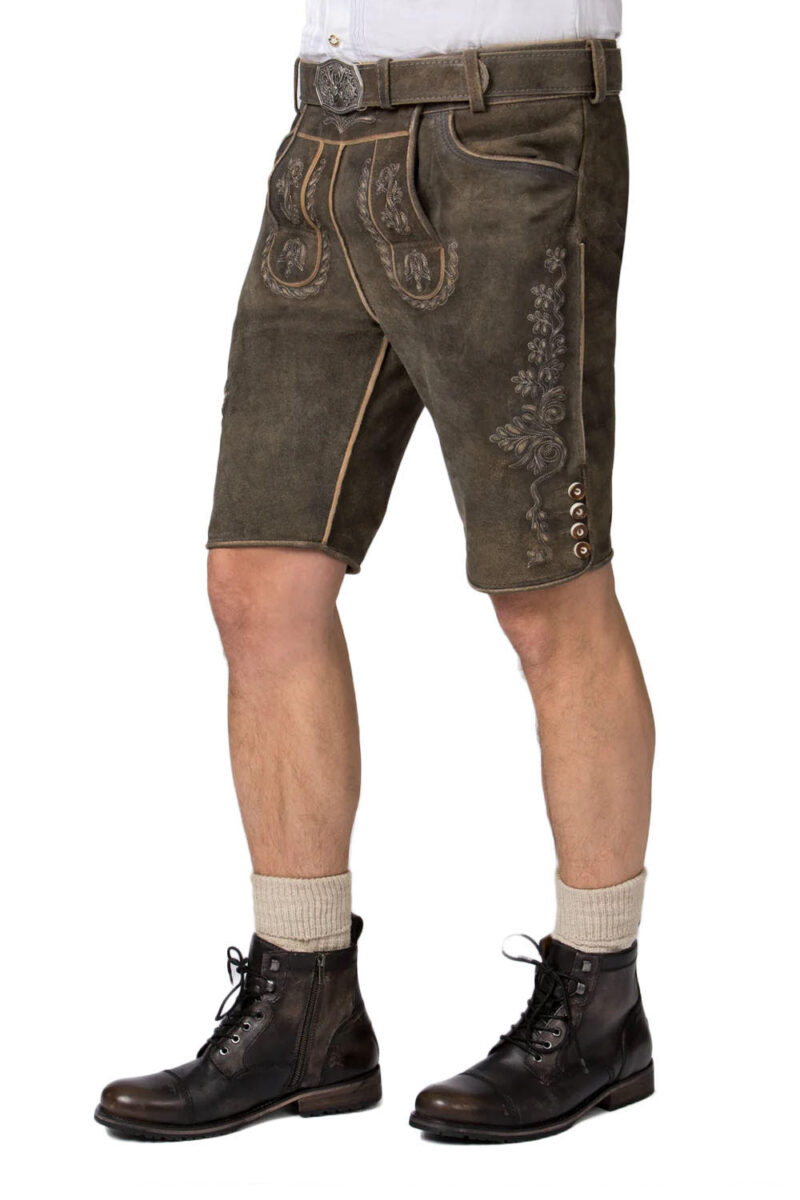 Augsburg Shadow Eichenbestickte Trachtenlederhose – Veloursleder-Shorts - Image 5