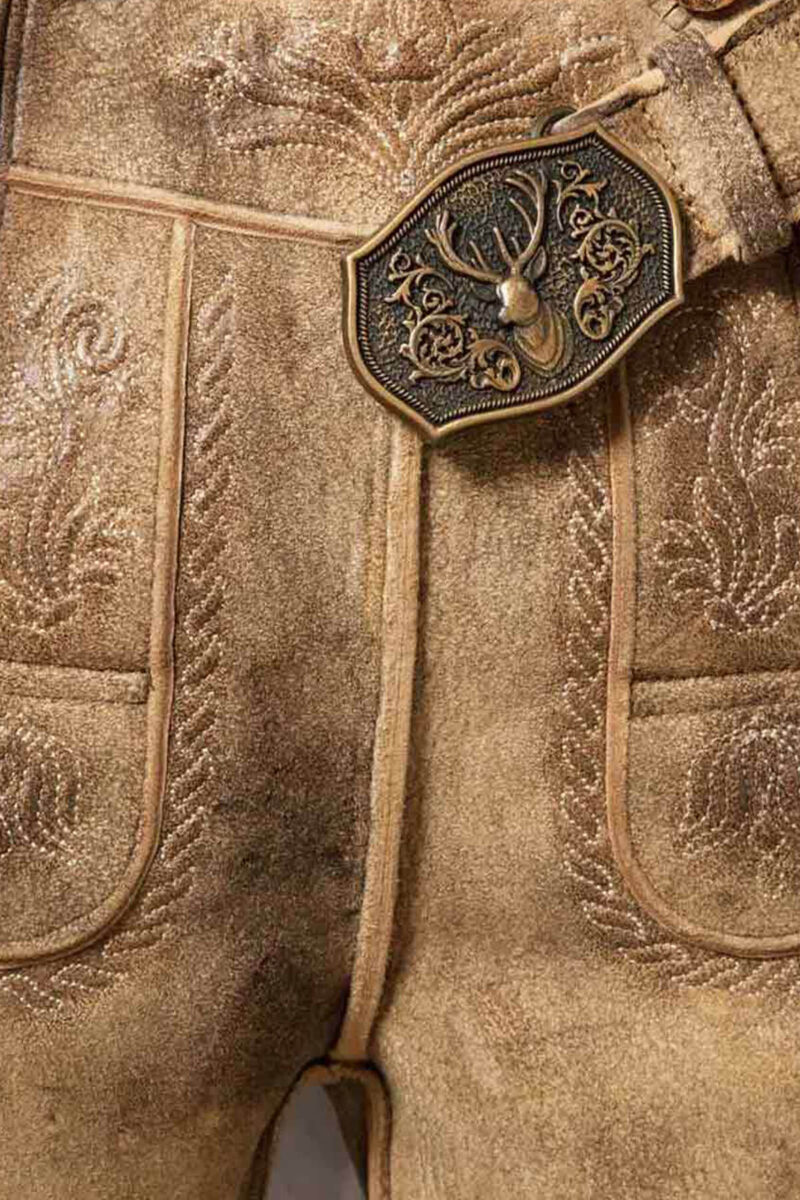 Oberstdorf Lederhose in Moorbraun – Traditionelle Wildleder-Shorts - Image 2