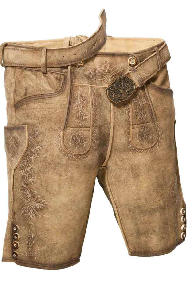 Oberstdorf Lederhose in Moorbraun – Traditionelle Wildleder-Shorts - Image 1