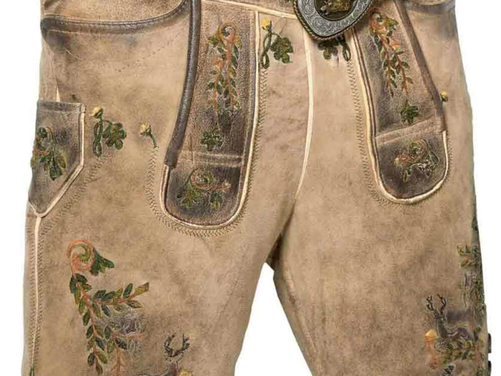 Oliver Edelweiß Rehbraun Lederhose – Exklusive Bayerische Shorts aus Wildleder