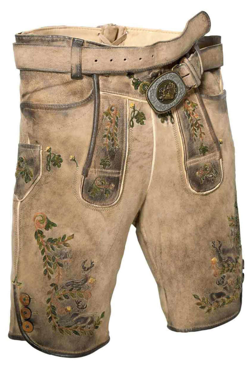 Oliver Edelweiß Rehbraun Lederhose – Exklusive Bayerische Shorts aus Wildleder - Image 1