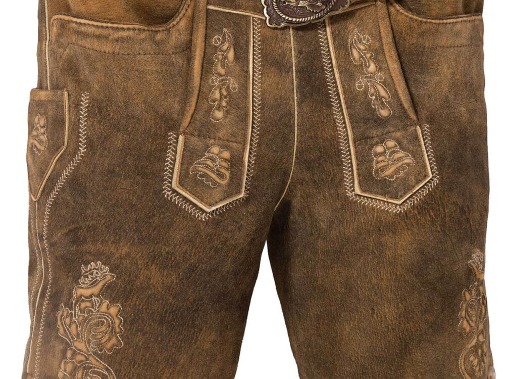 Passau Lederhose in Tiefem Umberbraun – Traditionelle Trachtenhose