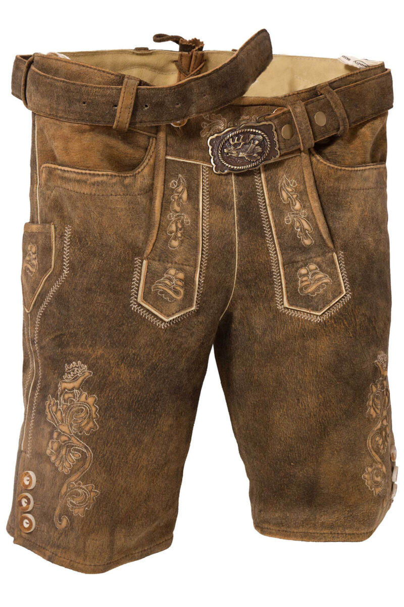 Passau Lederhose in Tiefem Umberbraun – Traditionelle Trachtenhose - Image 1