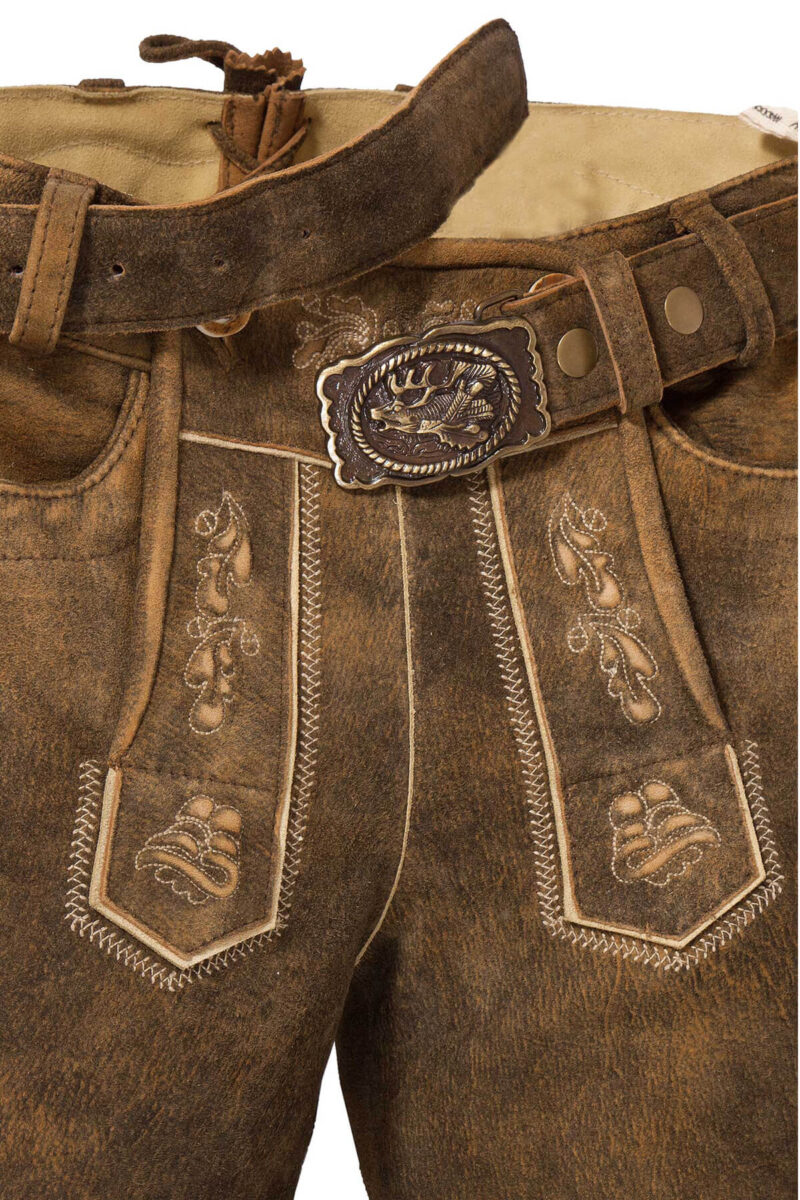 Passau Lederhose in Tiefem Umberbraun – Traditionelle Trachtenhose - Image 2