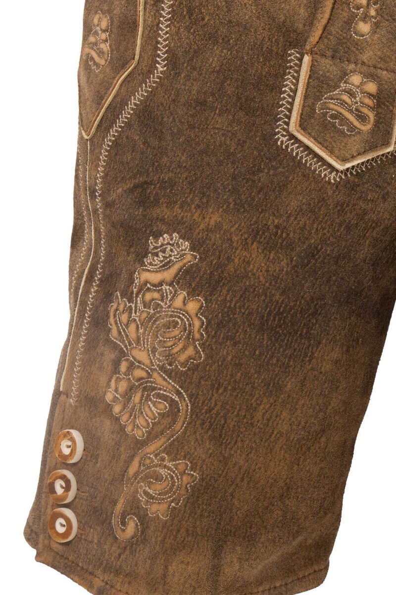 Passau Lederhose in Tiefem Umberbraun – Traditionelle Trachtenhose - Image 3