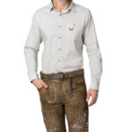 Waldbraune Velourslederhose mit bayerischer Stickerei