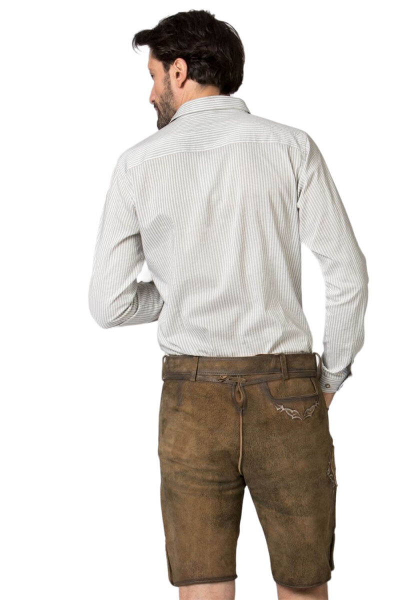 Waldbraune Velourslederhose mit bayerischer Stickerei - Image 4