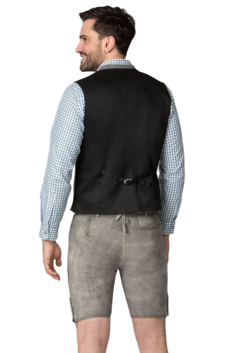 Augsburg Nebel – Hellgraue Traditionelle Trachtenlederhose mit Blumenstickerei - Image 5
