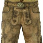 Walnussbraune Bayerische Trachtenlederhose aus Ziegenveloursleder