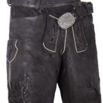 Thüringer Wald Obsidian-Schwarz Lederhose – Bayerischer Stil