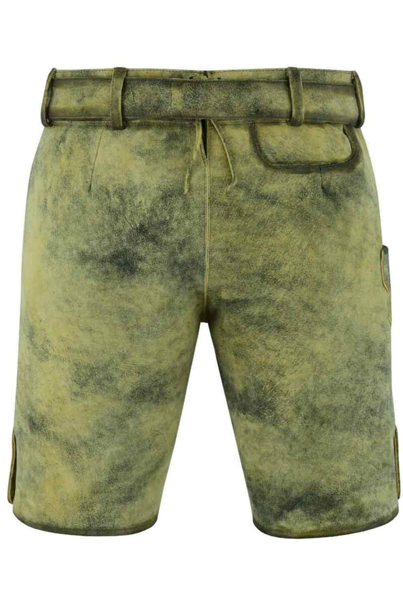 Lederhose in Moosgrün mit Hirschstickerei - Image 3