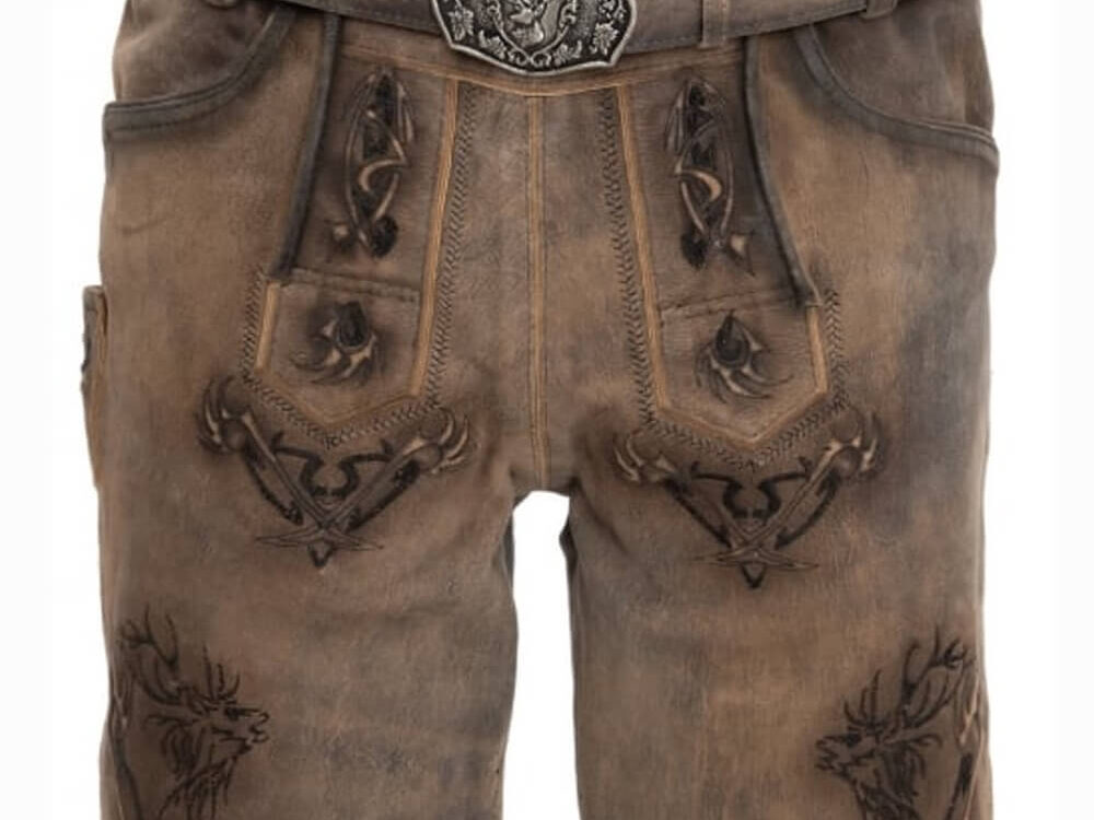 Emberwood Lederhose mit Hirschwappen-Stickerei