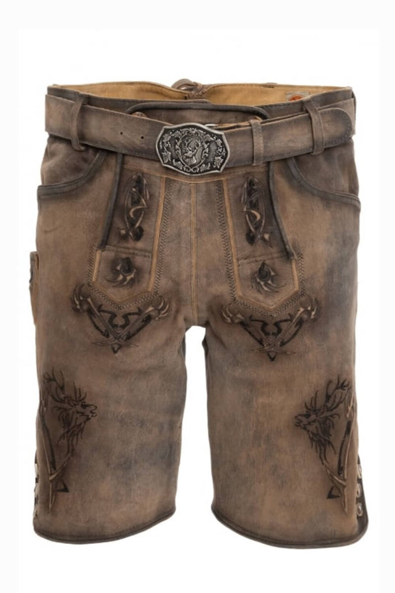 Emberwood Lederhose mit Hirschwappen-Stickerei - Image 1
