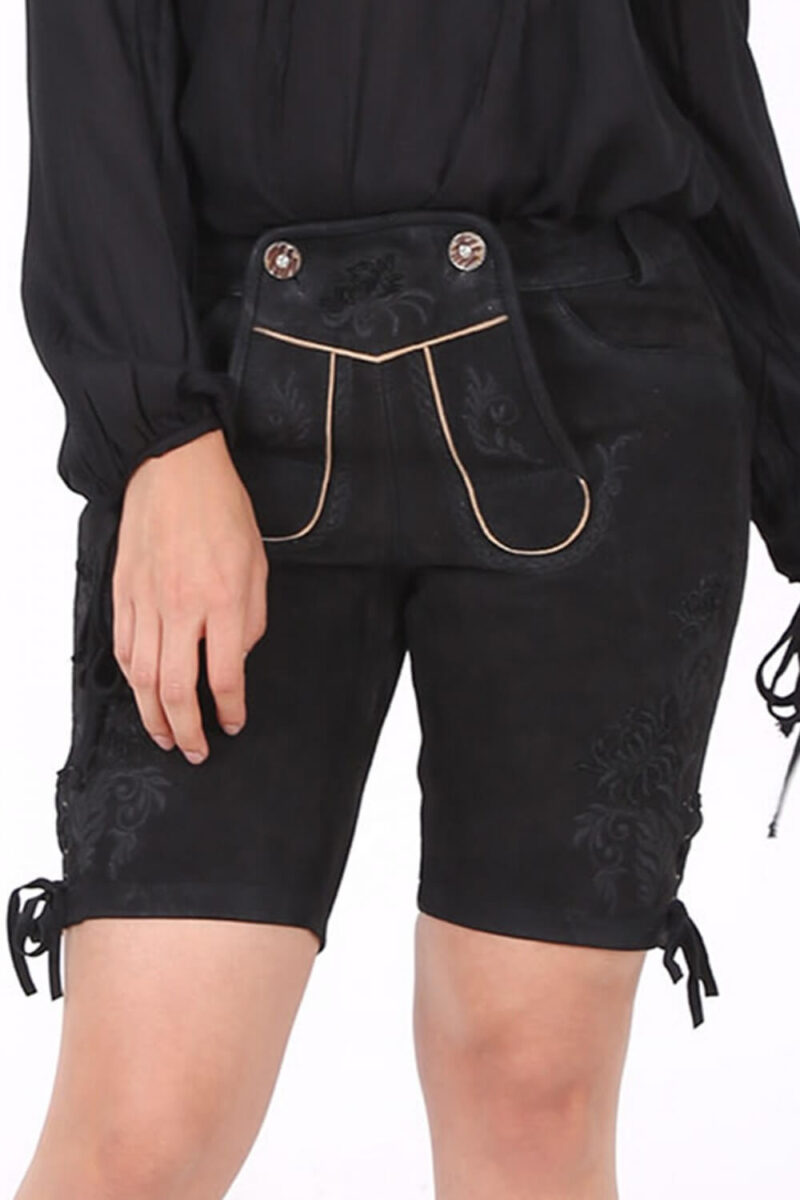 Anika – Damen-Lederhose in Tiefschwarz - Image 2