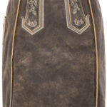Vintage Kastanienbrauner Lederhosen-Rock mit bestickten bayerischen Motiven