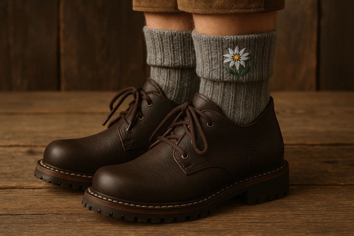 Traditionelle Schuhe und bayerische Socken